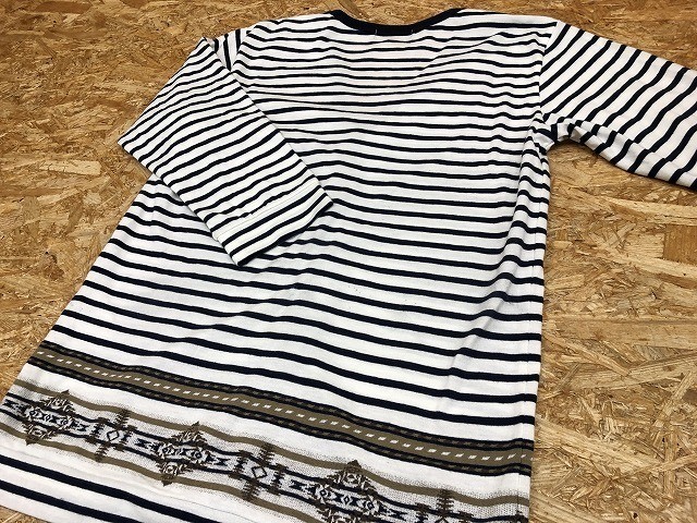  Nano Universe nano*universe cut and sewn кардиган несколько тонкий окантовка nordic рисунок половина край рукав M "теплый" белый × темно-синий мужской 