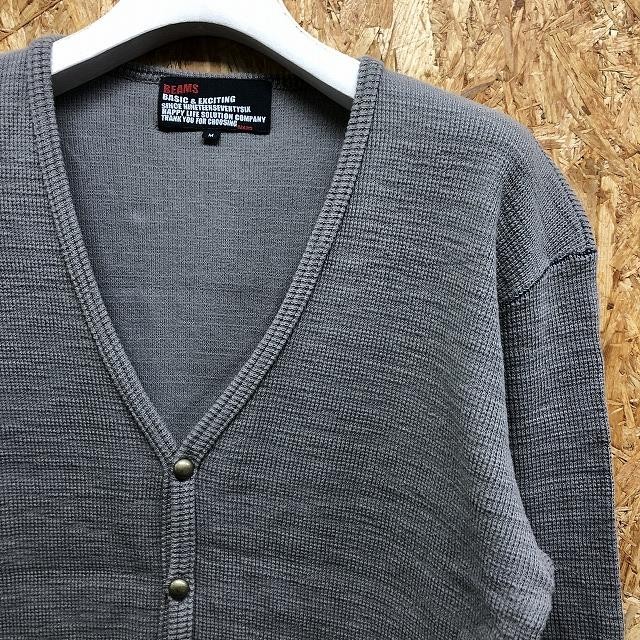 [ сделано в Японии ] BEAMS Beams M размер мужской cut and sewn кардиган metal кнопка одноцветный длинный рукав хлопок 100% Heather серый 