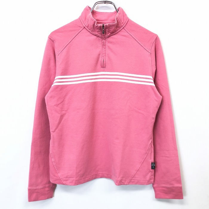 adidas Adidas L женский женщина Golf mok шея половина Zip футболка cut and sewn длинный рукав хлопок × полиэстер × полиуретан розовый 