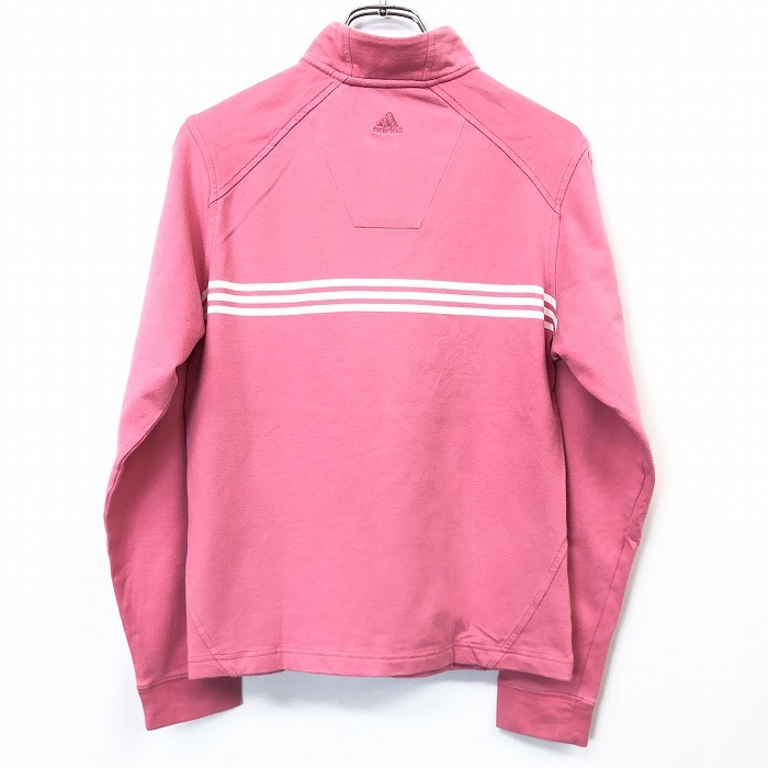 adidas Adidas L женский женщина Golf mok шея половина Zip футболка cut and sewn длинный рукав хлопок × полиэстер × полиуретан розовый 