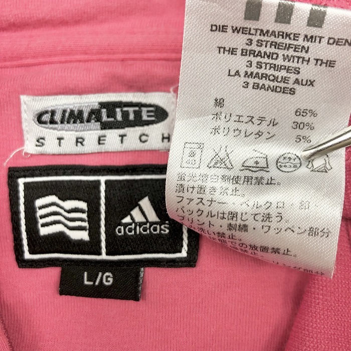 adidas Adidas L женский женщина Golf mok шея половина Zip футболка cut and sewn длинный рукав хлопок × полиэстер × полиуретан розовый 