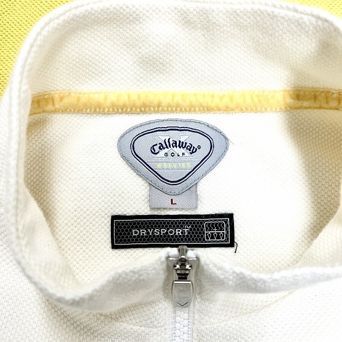  Callaway Golf Callaway GOLF олень. . cut and sewn половина Zip mok шея длинный рукав хлопок 100% L оттенок желтого × белый желтый цвет женский 