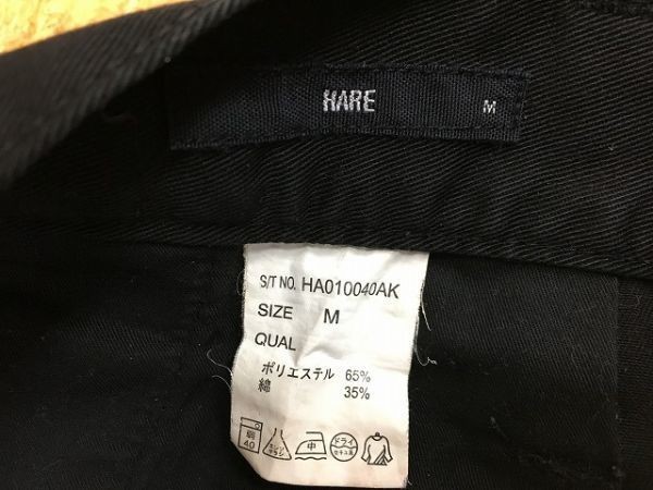 HARE Hare M размер мужской укороченные брюки задний карман . Британия знак вышивка несколько конический Zip fly длинный полиэстер × хлопок черный чёрный 