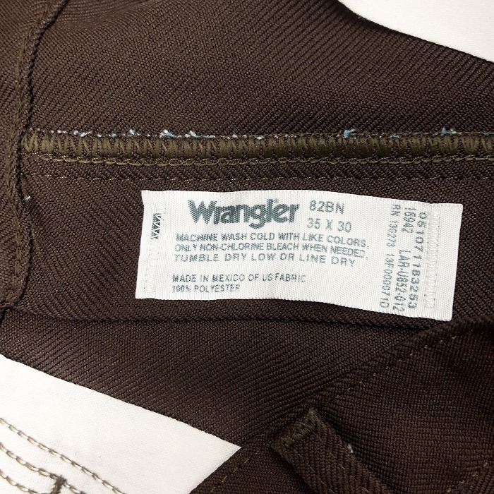  Wrangler Wrangler рабочие брюки Zip fly импортированный автомобиль б/у одежда Zip fly длинный поли 100% 35 темно-коричневый подпалина чай цвет мужской мужчина 