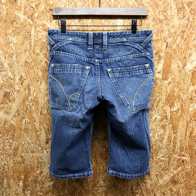 BACK NUMBER задний номер S мужской Denim шорты шорты шорты USED обработка Zip fly casual хлопок 100% синий голубой 