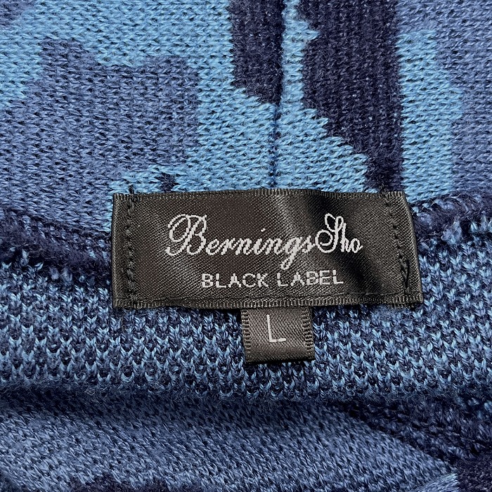 Bernings Sho балка человек g шоу L мужской мужчина шерсть Like cut and sewn кардиган камуфляж длинный рукав акрил 100% оттенок голубого × темно-синий синий серия 