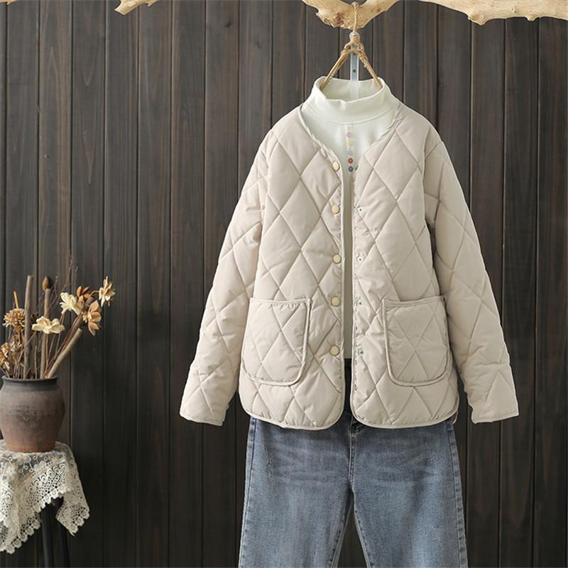  quilting coat lady's cotton inside coat collar none short long sleeve quilting plain light weight large size warm outer lovely easy 