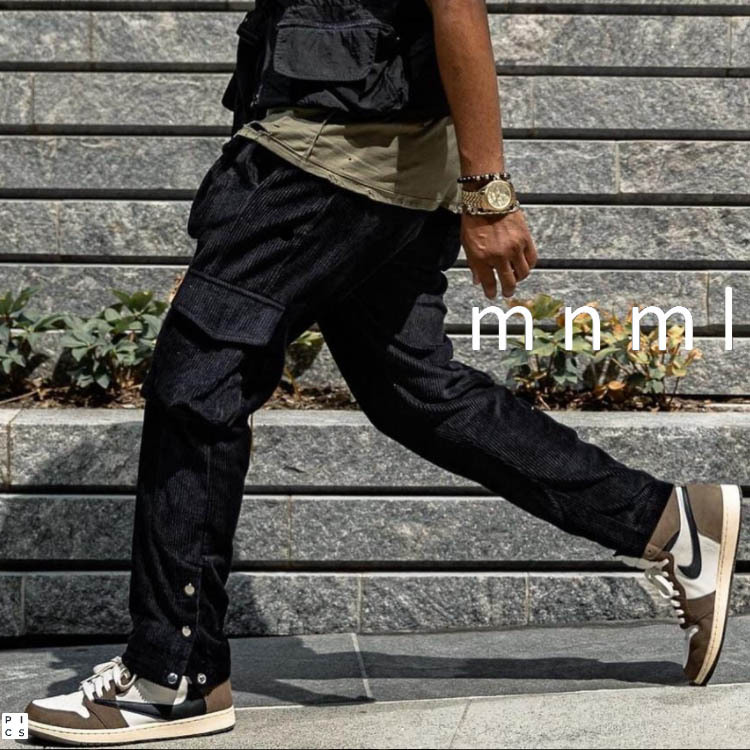 mnml ミニマル CORDUROY SNAP II CARGO PANTS BLACK カーゴパンツ メンズ ボトムス 大きいサイズ XXL  アウトドア :m2019-p593-blk:UPPER GATE 通販 