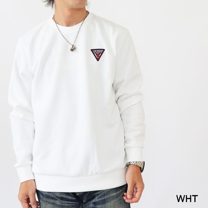 GUESS　ゲス　ハーフジップ　トレーナー　白　M　長袖　裏起毛　レディース GUESS JEANS Half Zip Os Sweat スウェット ハーフジップ レディース