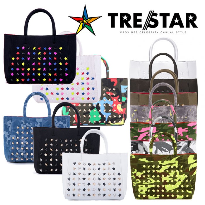 TRE STAR La Croc クロス装飾トートバッグ LA☆CROCE MILITARY TOTE - S BLACK