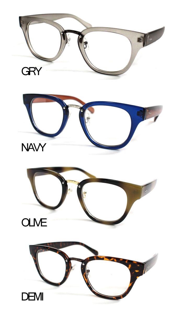 カラーフレーム デザインメガネ ウェリントン ゴールド グレー