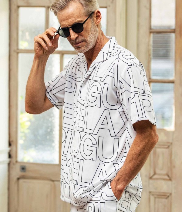 1PIU1UGUALE3 RELAX ウノピゥウノウグァーレトレ オープンカラーシャツ