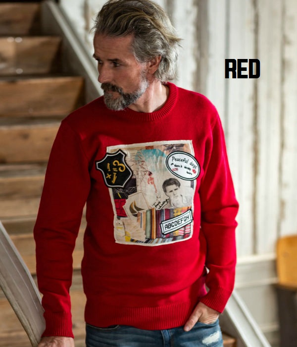 1PIU1UGUALE3 RELAX ウノピゥウノウグァーレトレ 1+1=3アップリケプルオーバーニット メンズファッション おしゃれ トップス ウノピュウ トップス ブランド 1PIU1UGUALE3 RELAX ニット ウノピゥウノウグァーレトレリラックス 1+1