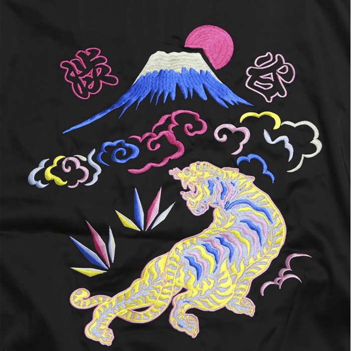 ブラックバイバンキッシュ 虎刺繍 リバーシブル ベロア スカジャン ネイビー L ブラックバイバンキッシュ 虎刺繍 リバーシブル ベロア