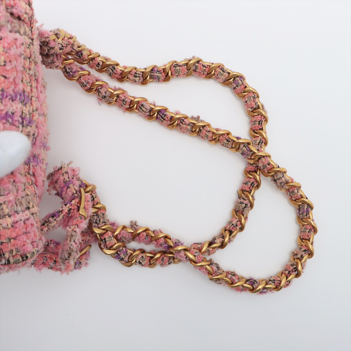  Chanel here Mark tweed chain rucksack pink gold metal fittings 