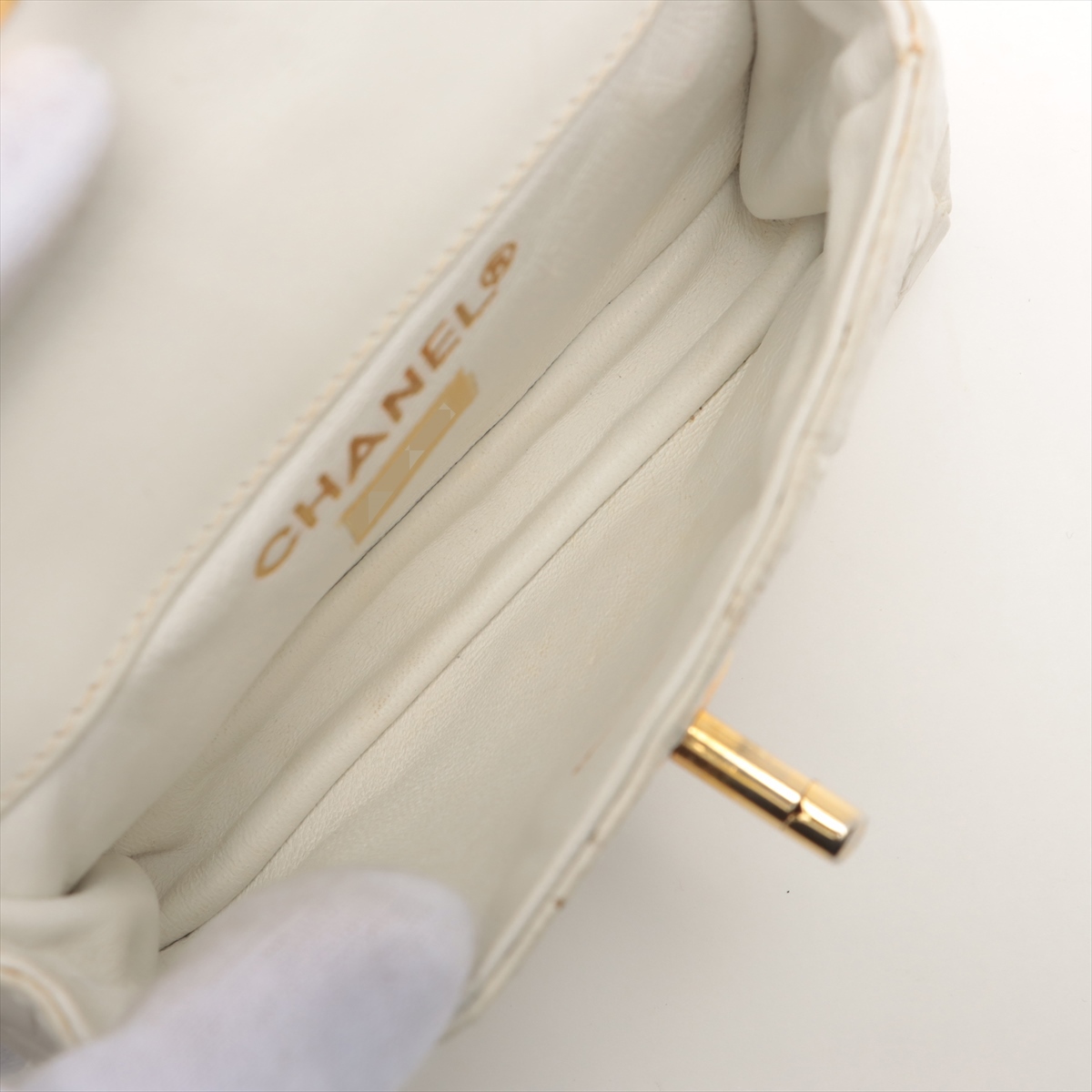  Chanel здесь Mark черный ko поясная сумка белое золото металлические принадлежности 0 номер шт. 