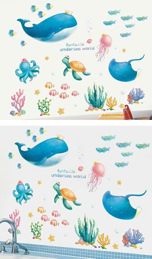 ウォールステッカー おしゃれ 動物 子供部屋 男の子 女の子 海 南国 シール かわいい クジラ クラゲ エイ 亀 珊瑚 タコ 魚 イルカ インテリア 青い 夏 Vr Vr Value Deco Park 通販 Yahoo ショッピング