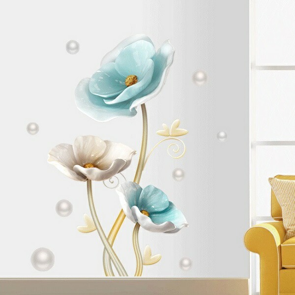 ウォールステッカー 花 植物 おしゃれ 北欧 カフェ モダン 大きな花 森 かわいい シール 花びら インテリア 玄関 階段 ステッカー 壁紙 青 水玉 ドット Vr Vr Value Deco Park 通販 Yahoo ショッピング