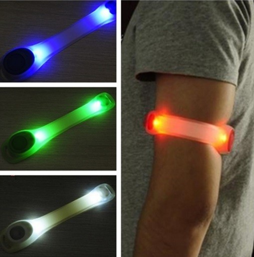 LED arm band shines safety band nighttime light battery type running walking jo silver g cycling _