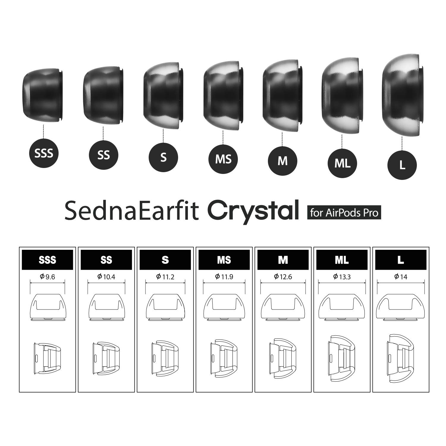 AZLA SednaEarfit Crystal for AirPods Pro [ year деталь M размер 2 пара ] высший класс Германия производства premium LSR материалы 