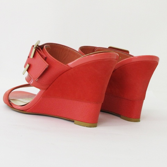  Diana DIANA strap sandals mules belt Wedge sole suede leather coral pink M 23-23.5cm shoes lady's 