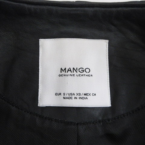  man goMANGO leather jacket no color long sleeve snap-button sheep leather black black S #SM1 lady's 