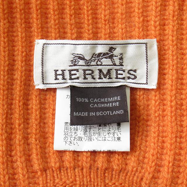  превосходный товар Hermes HERMES H Logo кашемир шарф снуд защита горла "neck warmer" ребра вязаный muffler orange мужской женский *1