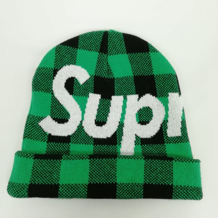 Supreme Big Logo Beanie （Green Plaid） 20fw メンズニット帽、ビーニーの商品画像