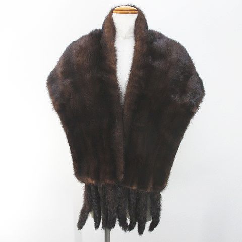  SaGa mink SAGA MINK shawl tippet mink fur fur light brown group Brown hook fringe lining lady's 