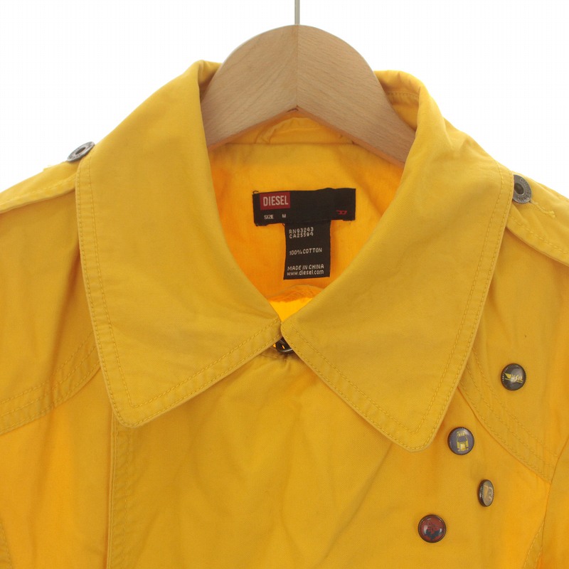  diesel DIESEL trench coat spring coat double belt M yellow yellow /IR men's 