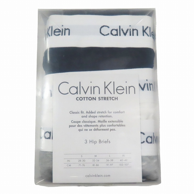  unused goods Calvin Klein CALVIN KLEIN 3Hip Brief COTTON STRETCH underwear Brief pants 3 pieces set M black white gray /6 men's 