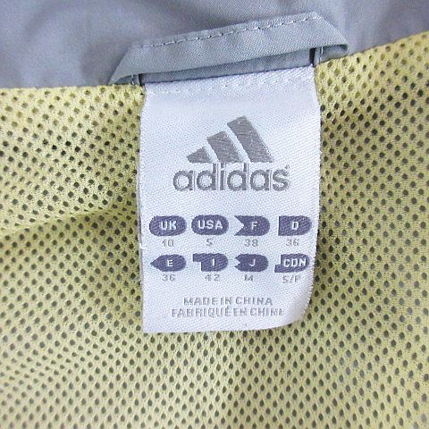  Adidas jumper blouson Wind breaker long sleeve Zip up Logo reverse side mesh M gray sport wear *EKM lady's 