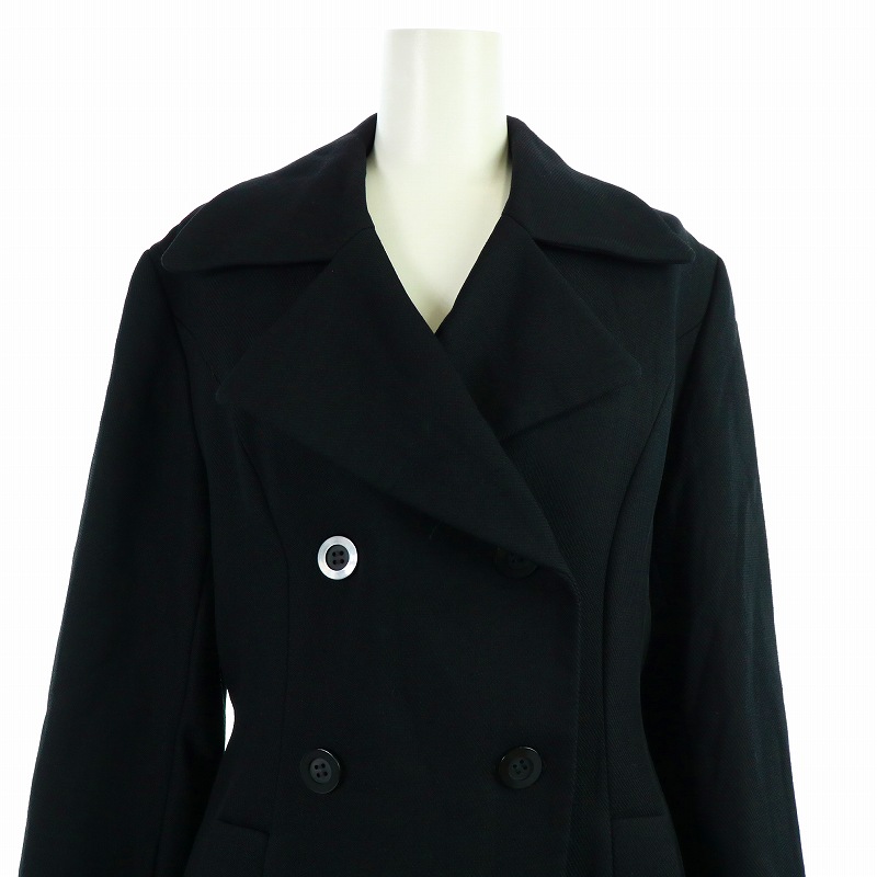  Katharine Hamnett KATHARINE HAMNETT pea coat pea coat long wool .M black black /KU lady's 