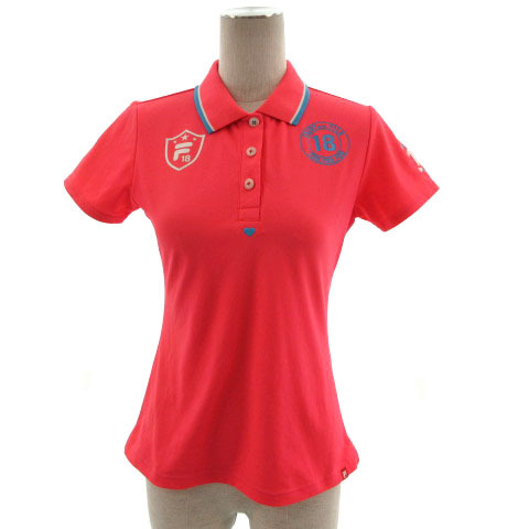  filler FILA GOLF рубашка-поло короткий рукав вышивка принт розовый серия флуоресценция розовый синий blue белый M женский 