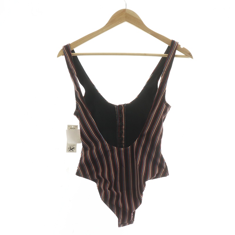  unused goods Roo kaRVCA tag attaching BANDIT ONEPIECE CHEEKY bikini One-piece swimsuit stripe XS black black multicolor 