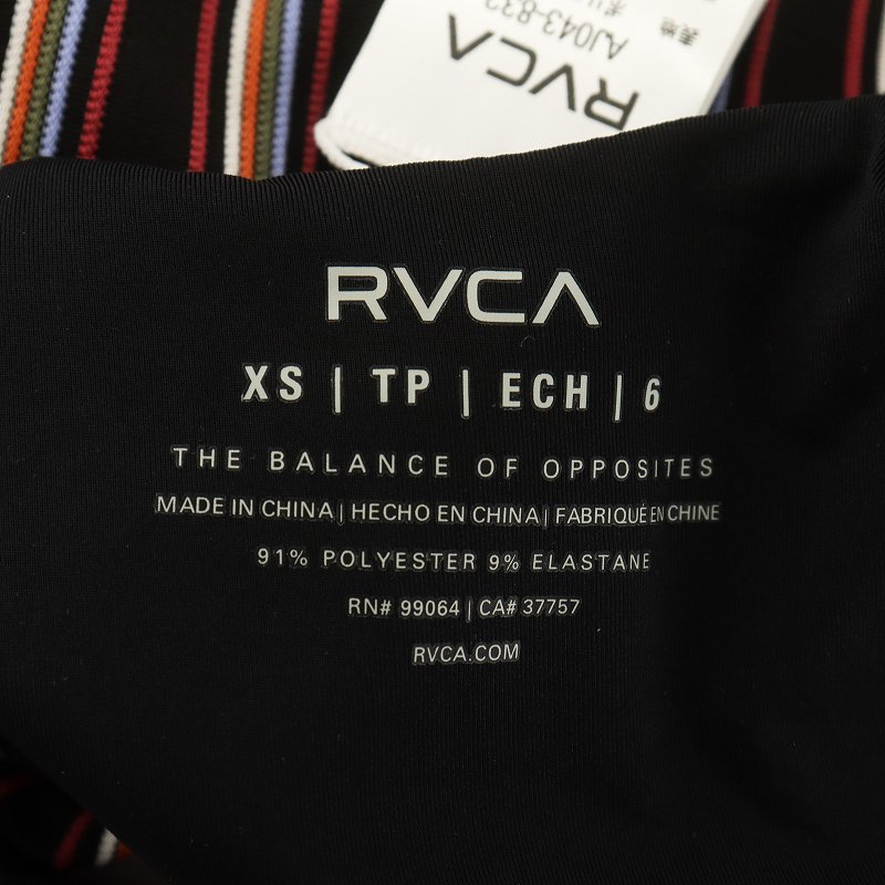 unused goods Roo kaRVCA tag attaching BANDIT ONEPIECE CHEEKY bikini One-piece swimsuit stripe XS black black multicolor 