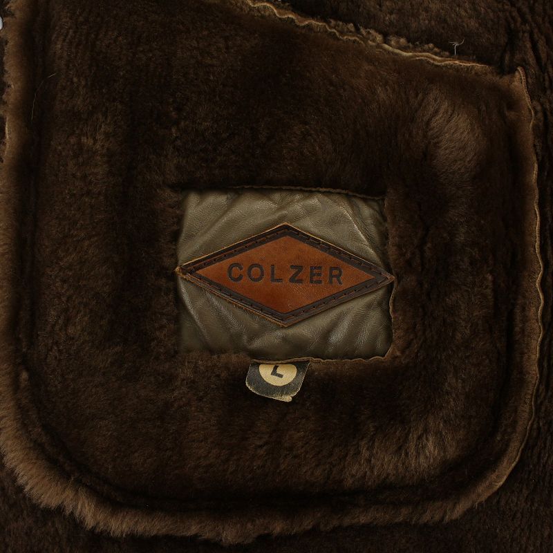 koru The -COLZER мутоновое пальто одиночный кожа ягненка овечья кожа двусторонний подкладка боа L чай Brown /IR #GY18 мужской 