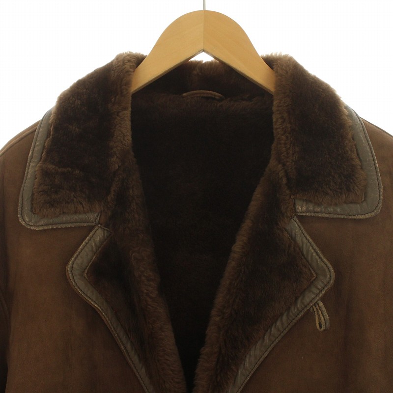koru The -COLZER мутоновое пальто одиночный кожа ягненка овечья кожа двусторонний подкладка боа L чай Brown /IR #GY18 мужской 