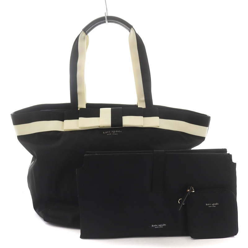  Kate Spade KATE SPADE "мамина сумка" большая сумка коврик сумка 3 позиций комплект нейлон лента Logo чёрный черный 