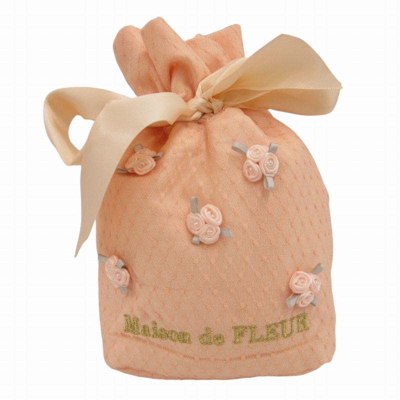  mezzo ndof rule Maison de FLEUR pouch case chu-ru flower big ribbon Logo embroidery F pink /HD 0910 lady's 