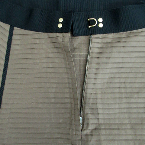 daji Lee taDagilita flair skirt mi leak height border pattern 36 Brown tea /SM26 lady's 