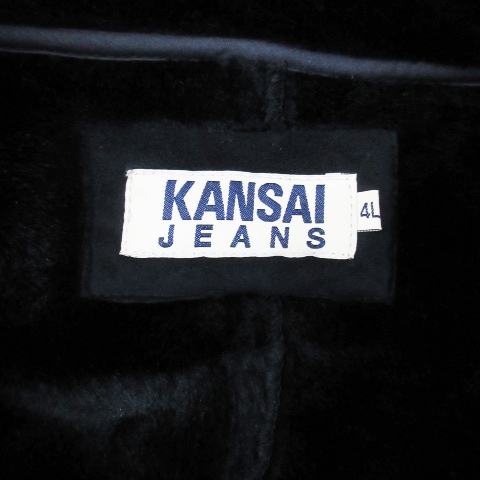  Kansai джинсы искусственный мутон пальто средний длина открытый цвет обратная сторона мех одиночный кнопка большой размер 4L чёрный черный /FF1 мужской 