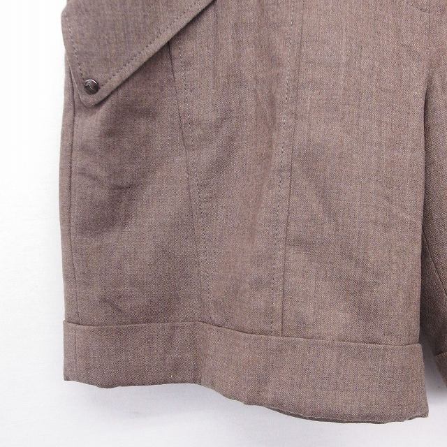  Trussardi TRUSSARDI брюки Short roll выше одноцветный простой шерсть 40 Brown чай /FT29 женский 