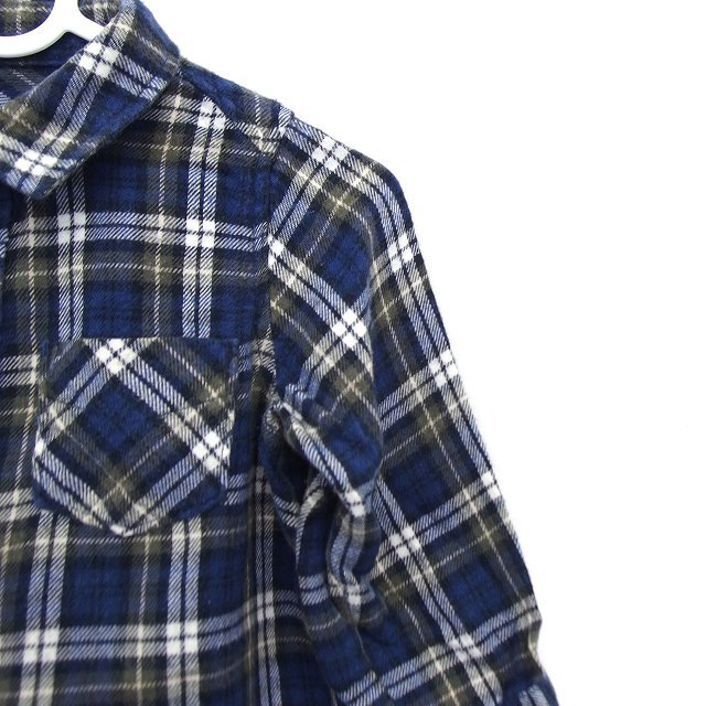  Uniqlo UNIQLO детская одежда рубашка casual проверка длинный рукав хлопок хлопок 90 синий blue /FT15 Kids 