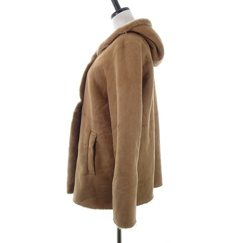  Urban Research дверь z мутоновое пальто искусственный мутон длинный рукав капот средний длина поддельный замша толстый одноцветный ONE бежевый женский 