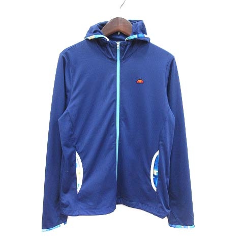  ellesse sport wear tennis wear windbreaker Parker Alpha dry Zip up long sleeve Logo badge M navy blue lady's 