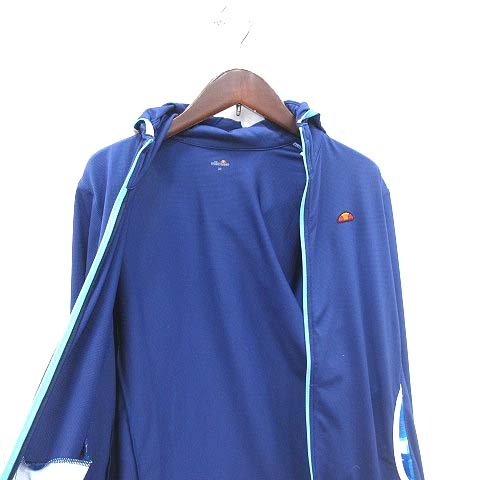  ellesse sport wear tennis wear windbreaker Parker Alpha dry Zip up long sleeve Logo badge M navy blue lady's 