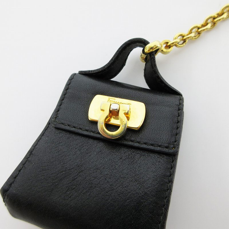  Salvatore Ferragamo Salvatore Ferragamo очарование брелок для ключа Mini сумка gun chi-ni чёрный черный /UO #GY18 женский 
