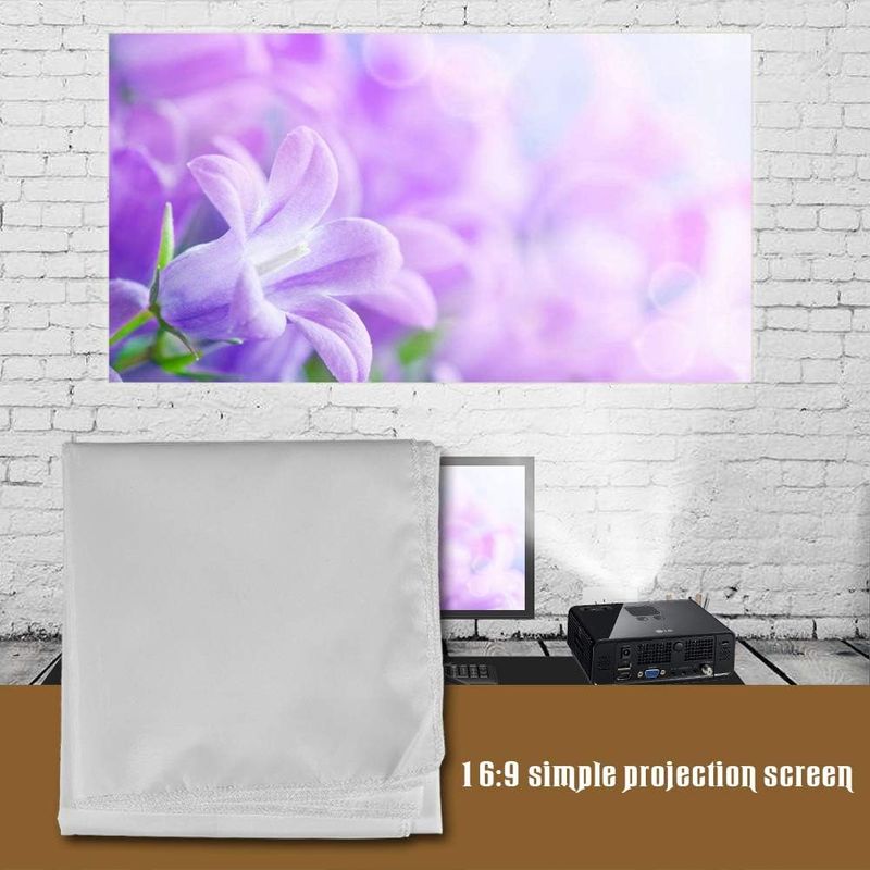 ZZOU белый проектор экран,60-120 -дюймовые переносной белый цвет проектор занавески. .. занавес 16:9 куб body. .. занавес (60in)