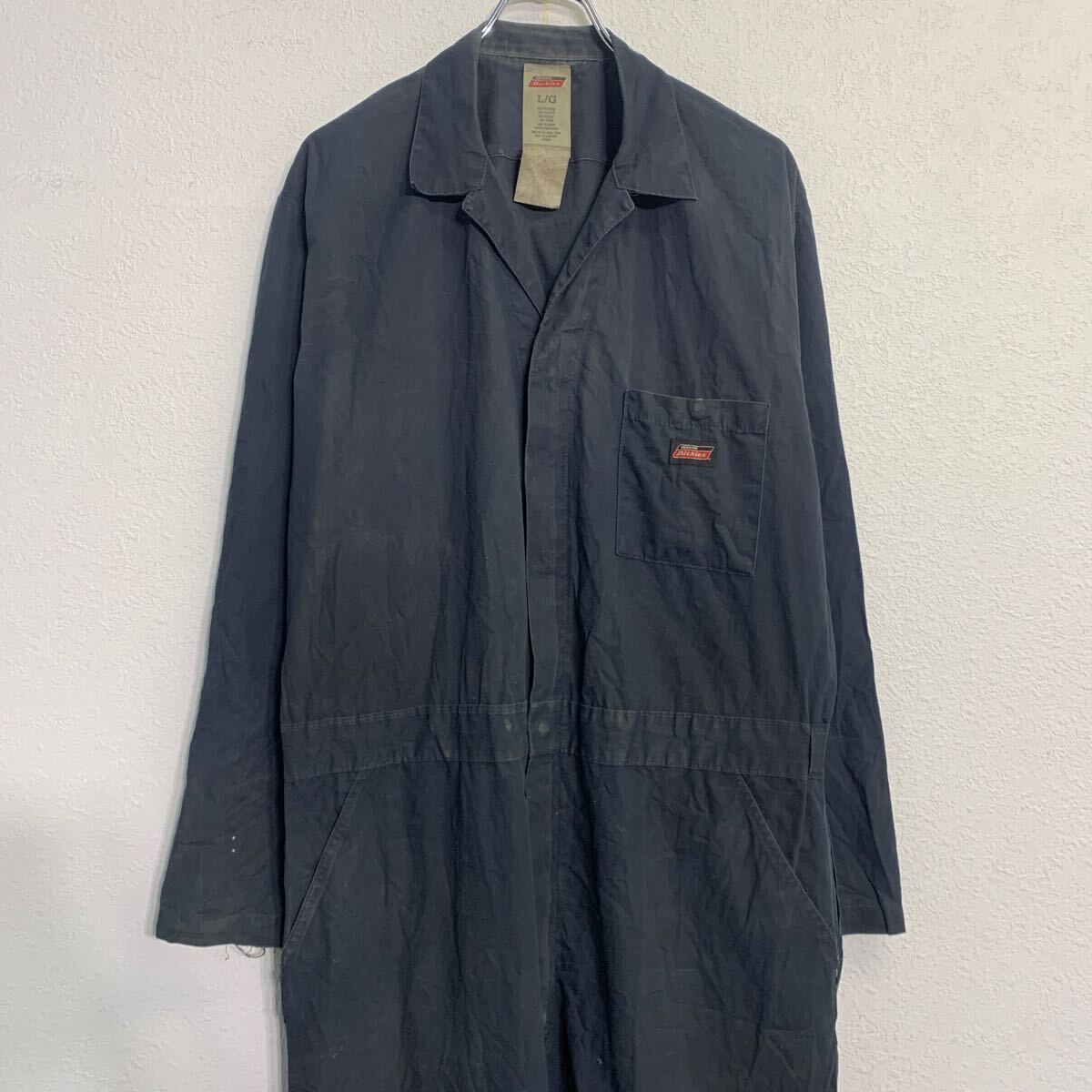 Dickies длинный рукав комбинезон L черный Dickies Zip выше все в одном Work одежда рабочая одежда б/у одежда . America скупка a702-7481